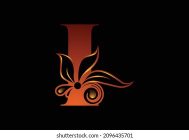 Letra I del monograma floral. Alfabeto inicial con elementos botánicos. emblema de letra. Ilustración vectorial para invitaciones de boda, tarjetas de felicitación, logotipos, afiches y otros diseños.