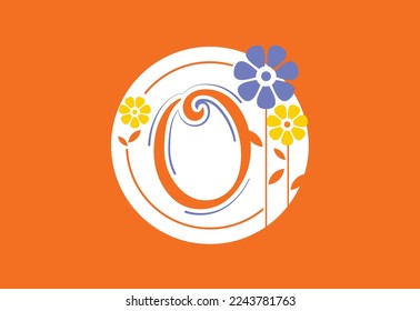 Floral monogram letter O. Initial alphabet with botanical elements. Floral alphabet vector design