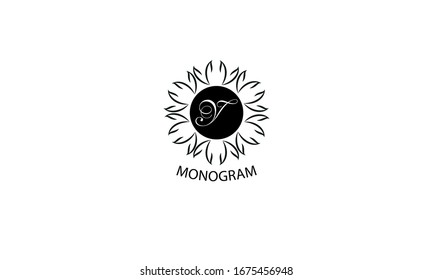 Floral monogram with letter Y. Exquisite business logo, restaurant, royalty, boutique, cafe, hotel logo template.