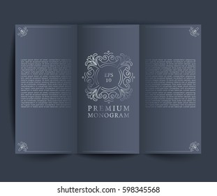 Floral Monogram on Leaflet Template : Vector Illustration