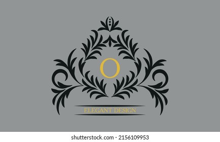 Floral monogram for postcards, invitations, menus, labels with the letter O. Graphic design of pages, business sign, boutiques, cafes, hotels. Classic design elements for wedding invitations.