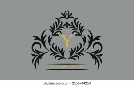 Floral monogram for postcards, invitations, menus, labels with the letter Y. Graphic design of pages, business sign, boutiques, cafes, hotels. Classic design elements for wedding invitations.