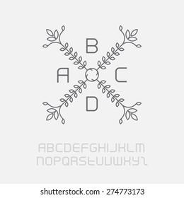 Floral monogram, simple and graceful design template. Elegant lineart logo design, including the full original font. Vector logotype