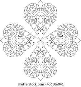 Floral monster face vector / Laos style design
