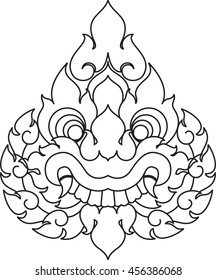 Floral monster face vector / Laos style design
