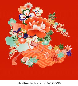 Floral montage from vintage Japanese kimono designs. See a similar NEW file: SS #77368525
