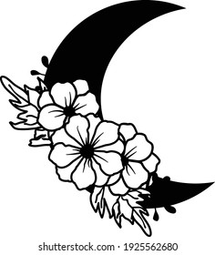 Floral Moon Vector Illustration is suitable for t-shirt, laser cutting, sublimation, hobby, cards, invitations, website or crafts projects. Perfect for magazine, news papers, posters etc.