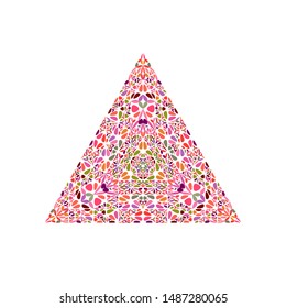 Floral mosaic ornament triangle polygon - ornamental triangular abstract colorful vector element