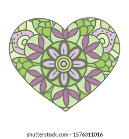 floral mosaic pattern inside heart shape, vector