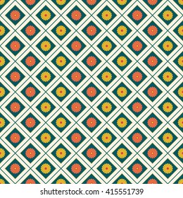 Floral mosaic pattern with yellow and orange flowers