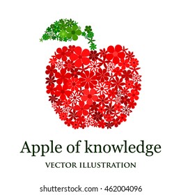Floral mosaic red apple. Vector creative concept.