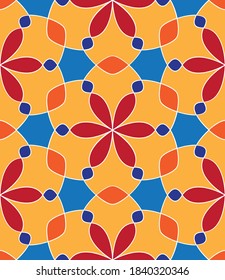 Floral mosaic seamless pattern. Arabic style digital tapestry, textile print.