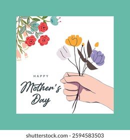 Floral Mother's Day Cards - Colorful Flower Designs vector illustrator