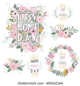 Floral Mother's Day Frame Elements