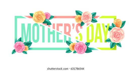 Floral Mothers Day Graphic Design.Mother's Day letter with flowers for Mothers Day Promotion offer,Web banner.leaves and flowers decoration.Vector illustration.