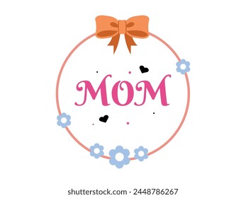 Floral Mother's day with orange ribbon with bow illustration