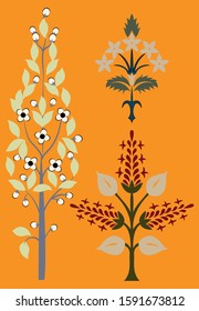 Floral Motif of 3 types rust base