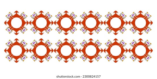 floral motif with circles red on white background for decoration