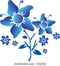 A floral motif made up of blues