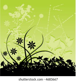 A floral motif made up of greens