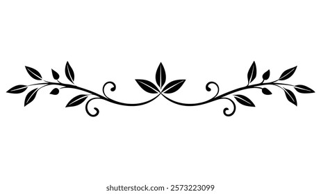 Floral Motif Ornamental Decorative Divider Line with Abstract Filigree and Symmetric Border