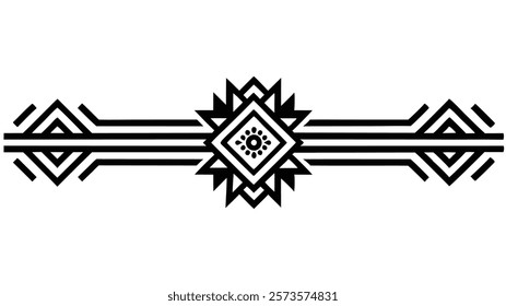 Floral Motif Ornamental Decorative Divider Line with Abstract Filigree and Symmetric Border