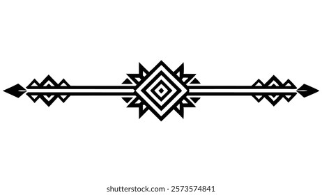 Floral Motif Ornamental Decorative Divider Line with Abstract Filigree and Symmetric Border