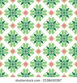 Floral Motif Pattern with Green and Pink Accents