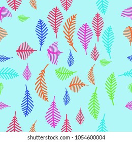 Floral motif seamless  pattern, branches, doodles. 