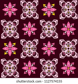 Floral motif seamless pattern marbling art, textile pattern, fashion print,wallpaper