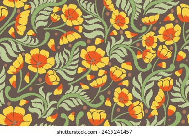 Floral motif seamless pattern suitable for fabrics, motifs, backgrounds, wrapping, etc
