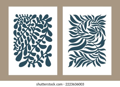 Floral motifs and adornment, shapes and branches decoration. Monochrome minimalist flora and botany. Nature and natural leaves and foliage, leafage plants. Vector in flat style illustration