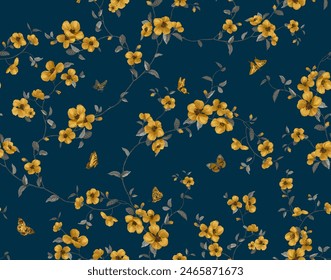 Floral motifs, blue, gray, gentle, luxurious. Spring painting. Vector illustration backgrounds created for textile or print industry or wall paper