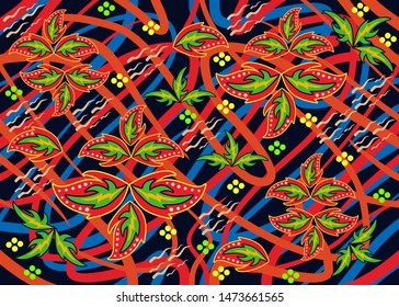 Floral motifs, bright patterns, abstract backgrounds, for fabrics, home decor and wrappers. - Vector.