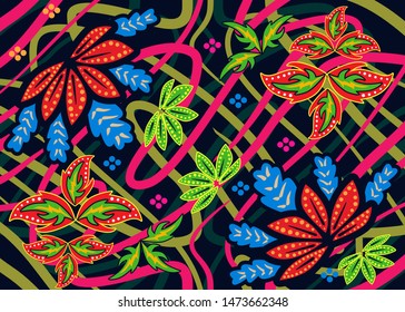 Floral motifs, bright patterns, abstract backgrounds, for fabrics, home decor and wrappers. - Vector.