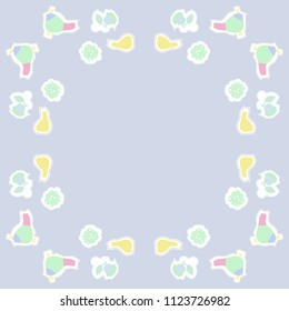 Floral motifs,birds, dashed lines, tags pattern . Hand drawn.
