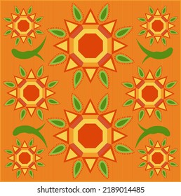 Floral multi star and fire point hand draw pattern
