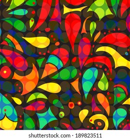 Floral multicolored mosaic leaf pattern. Vector illustration