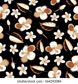 Floral multicolored seamless pattern on black background. Abstract vector seamless pattern multicolor flower design. Textile print for bed linen, jacket, package design, fabric and fashion concepts.