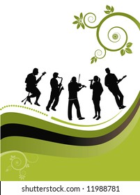 floral music vector Background.   Has background space for text.