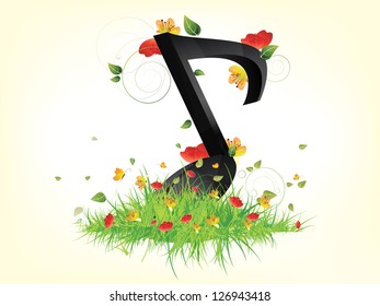 Floral musical background with notes