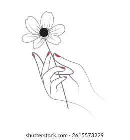 Floral nail line art and vector design illustration. 