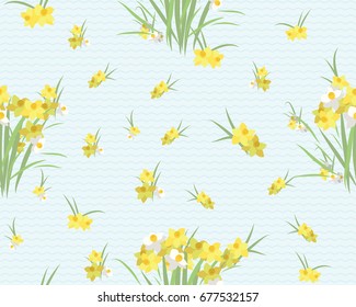 Floral narcissus retro vintage background, vector illustration