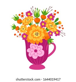 Floral, natural postcard, greeting card template. 