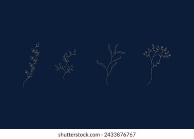Temas florales y naturales arte de línea vector simple