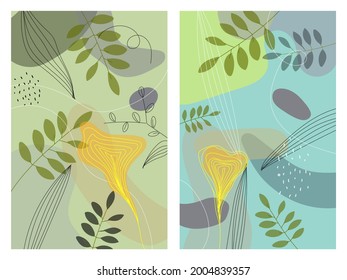 Floral and nature abstract sets background vector illustration. Drawing ,sketch for wall decoration,cards, banner and poster.