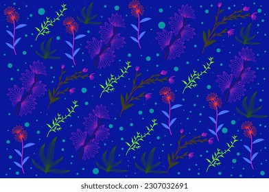 floral nature background, blue leaves, flower, for wallpaper, card, background, etc. vector illustration
