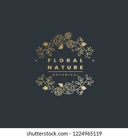 Floral Nature Badge Design Vector