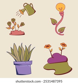Elementos de Naturaleza floral Naturaleza de plantas e ilustración de diseño floral