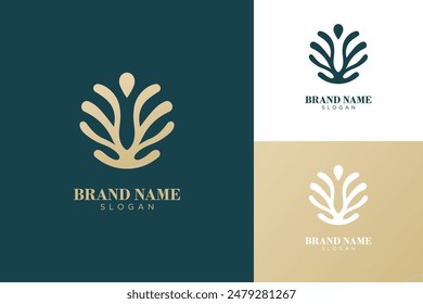 Floral and nature ornament logo symbol template. Minimalist, luxury, royal and elegant logo vector